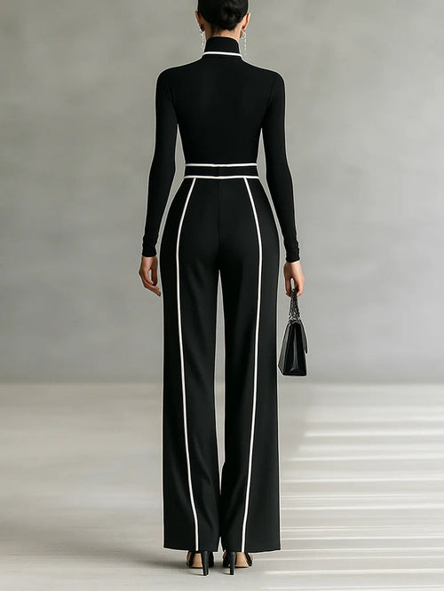 Emma ║ Set Elegante a Due Pezzi con Collo Alto e Pantaloni Ampi